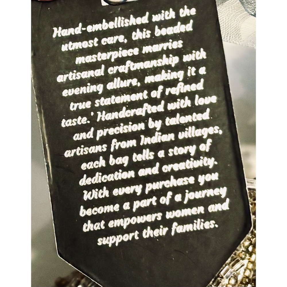 Bling Beaded Silver Fringe Hand Sewn Beading Evening Handbag, Top Zip NWT - Picture 9 of 10